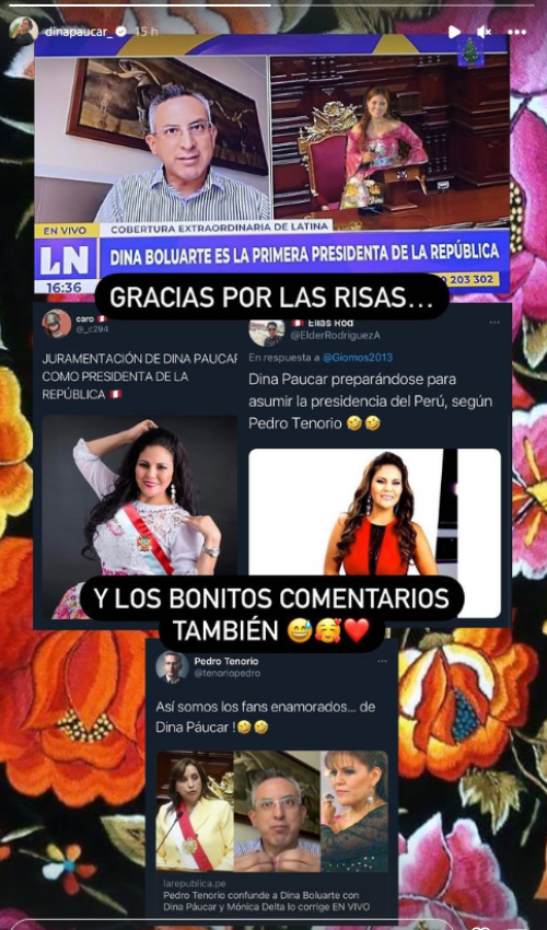 Dina Boluarte Dina P Ucar En Instagram Viral Reacciona A Memes Tras