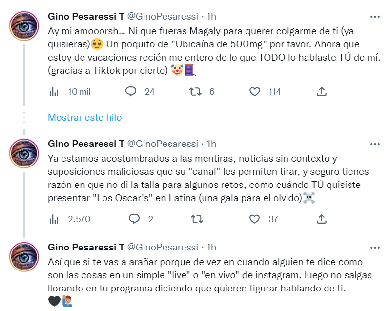 Gino Pesaressi En Twitter Responde Fuerte A Rodrigo Gonz Lez Ni Que