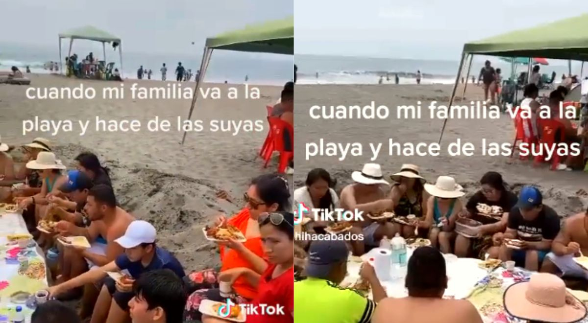 TikTok viral Perú Familia se la ingenia para comer en la playa y