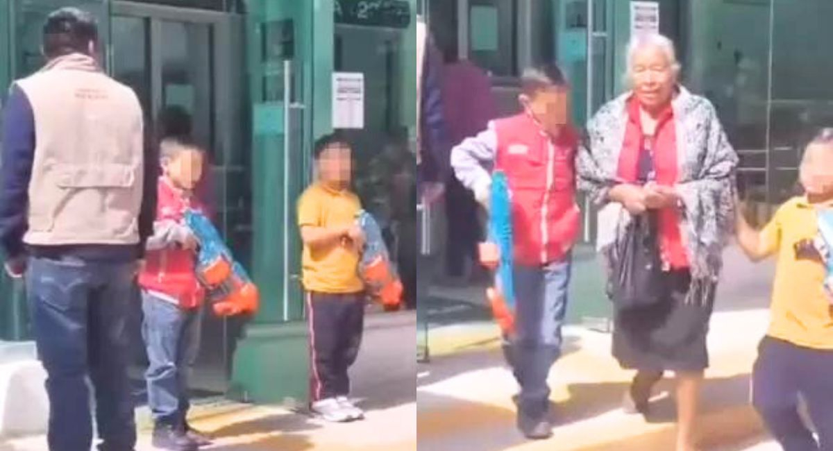 TikTok viral niños conmueven al escoltar a su abuelita con pistolas de