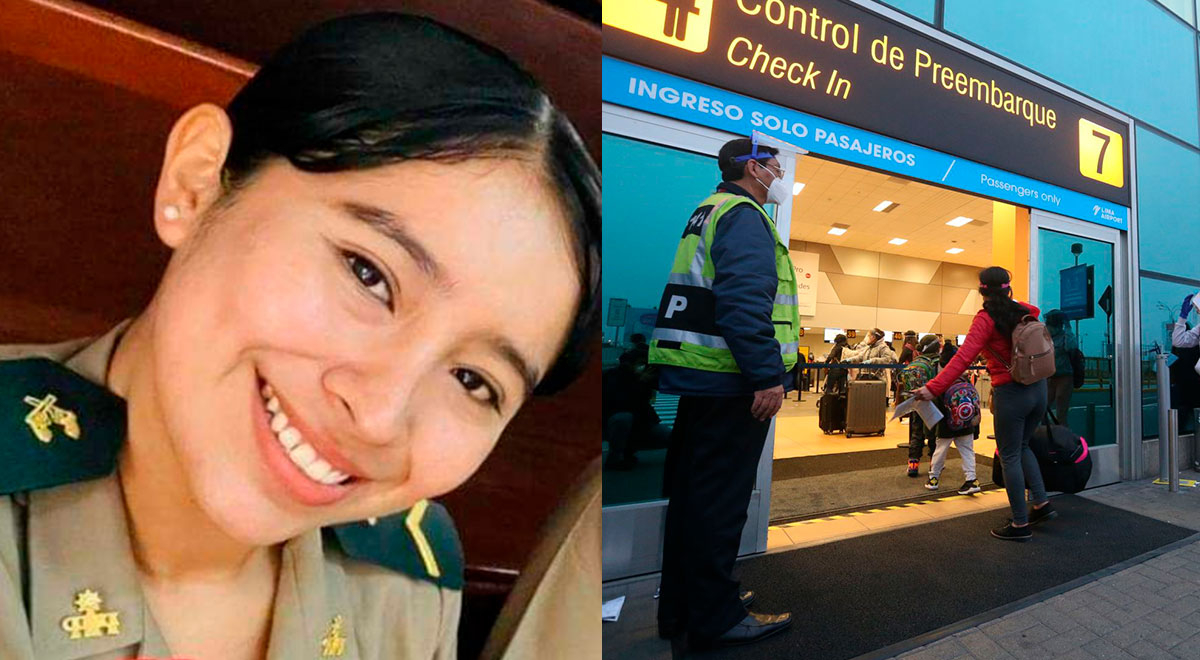 Nicole Mes A Suboficial Pnp Llega Al Aeropuerto Jorge Ch Vez Con