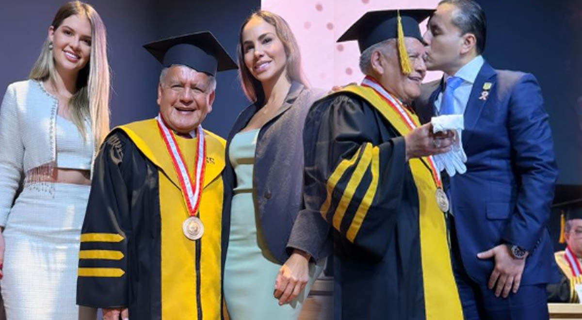 Brunella Horna celebra doctorado de César Acuña y asiste a su ceremonia