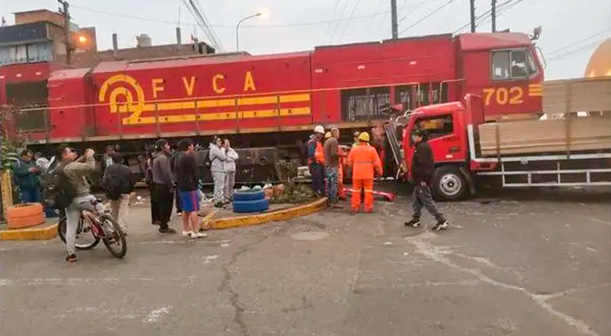 Cercado de Lima Camión es embestido por tren de carga tras intentar