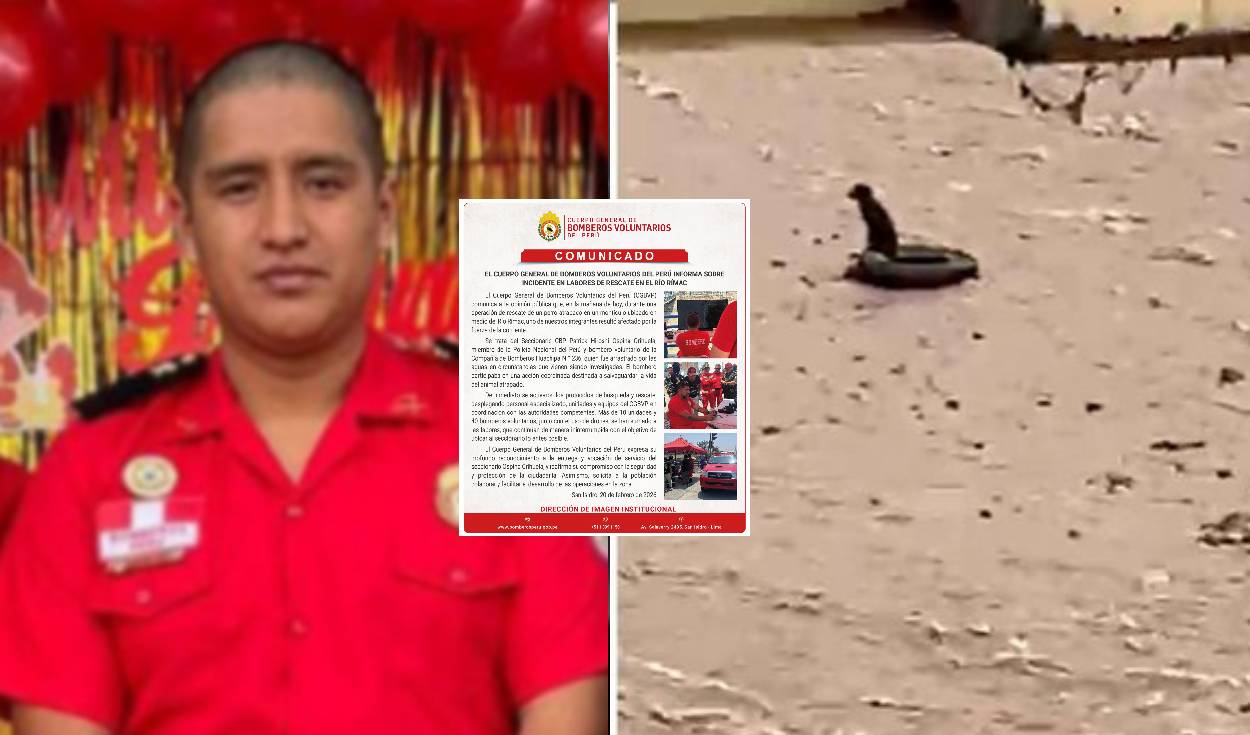 Grupo de Bomberos confirma que rescatista que se lanz&oacute; al R&iacute;o R&iacute;mac para salvar a perrito sigue desaparecido