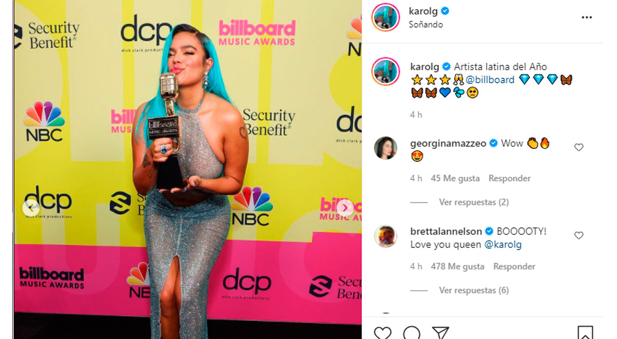 Karol G ganha prêmio de Melhor Artista feminina latina no Billboard Music  Awards2021 - Jornal de Brasília