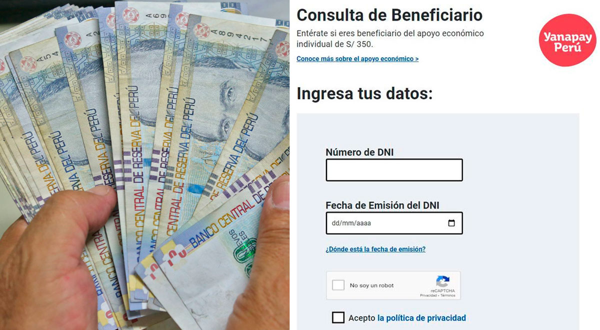 Link Bono 350 Soles: Consulta En La Plataforma Del Bono Yanapay Si Eres ...