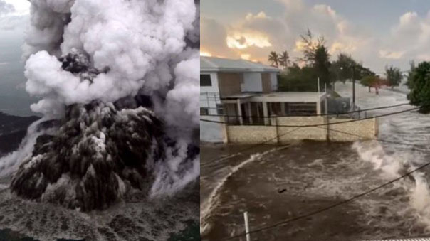 Impactante: así fue el tsunami que azotó la isla de Tonga tras la erupción de volcán submarino