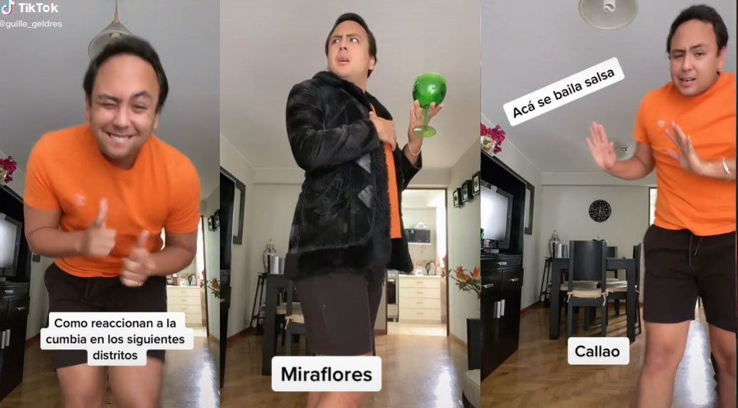 ¿Cómo reaccionan a la cumbia? Joven se vuelve viral por realizar cómica parodia de algunos distritos de Lima