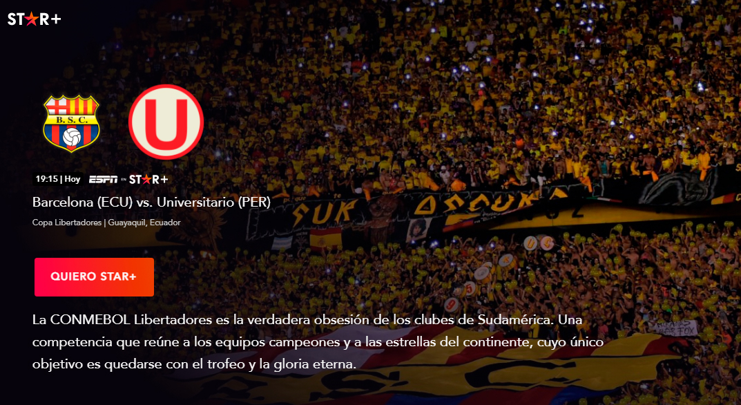 Barcelona SC Vs Universitario EN VIVO Vía ESPN Online Por STAR+ Ver ...