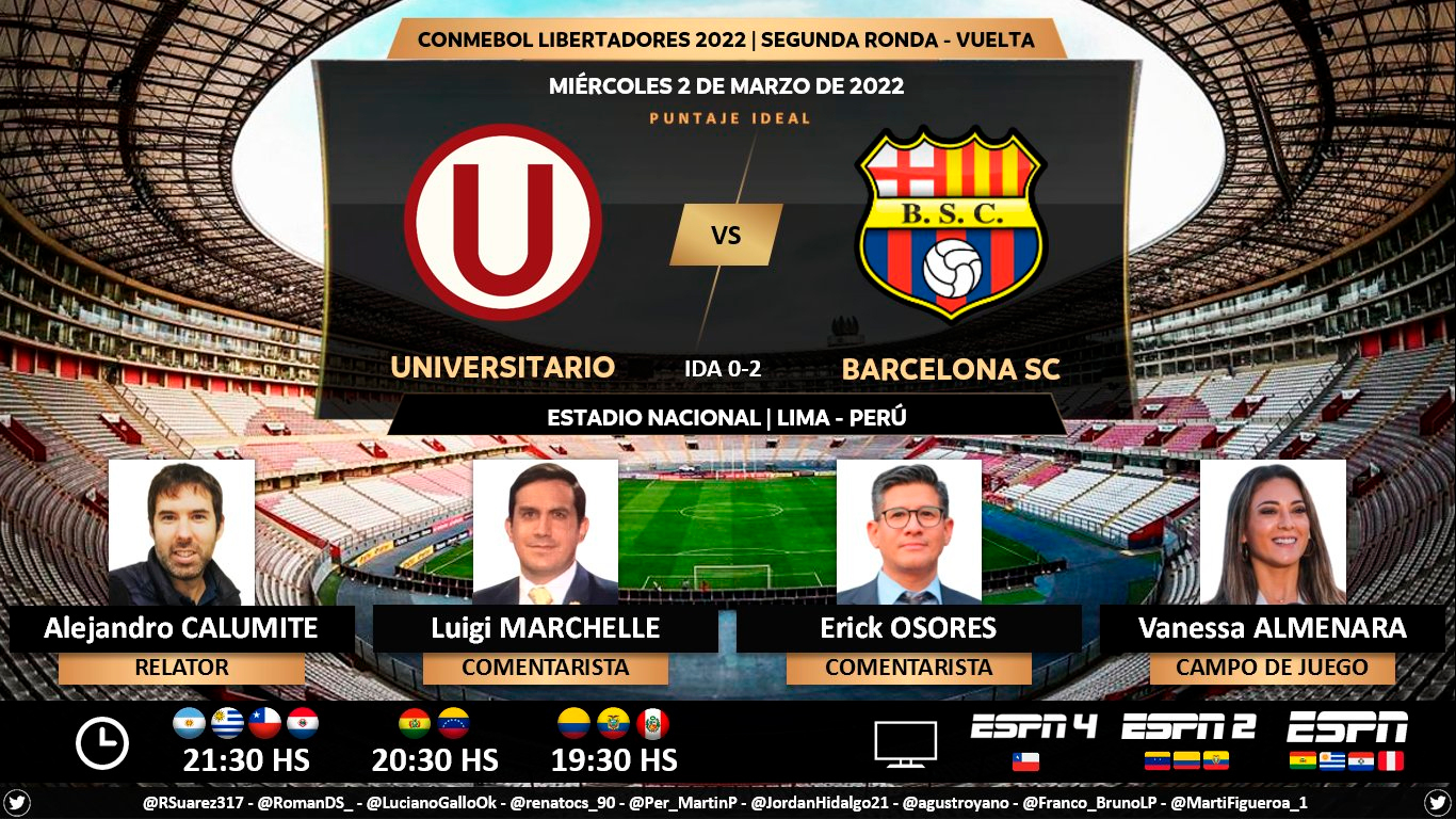 Universitario Vs Barcelona EN VIVO Vía STAR+ Ver Copa Libertadores EN ...