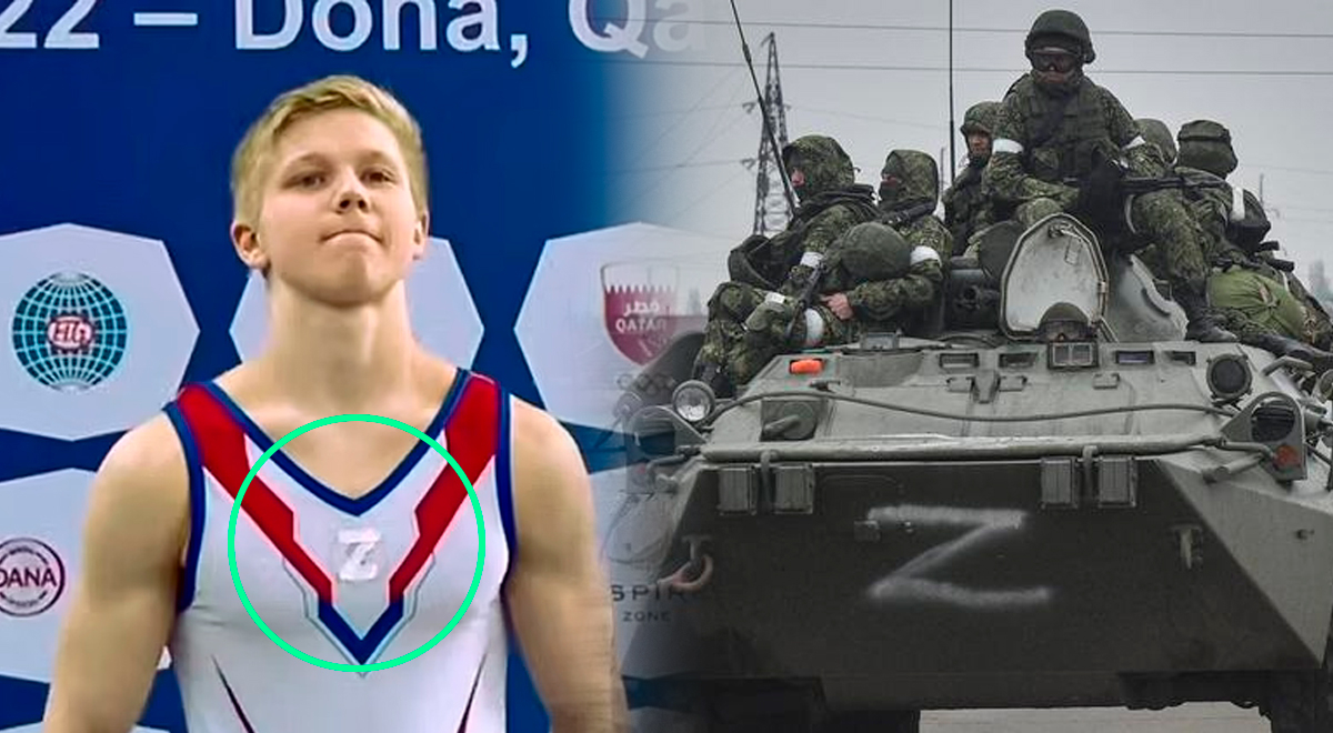 Gimnasta ruso Ivan Kuliak lució un símbolo belicista