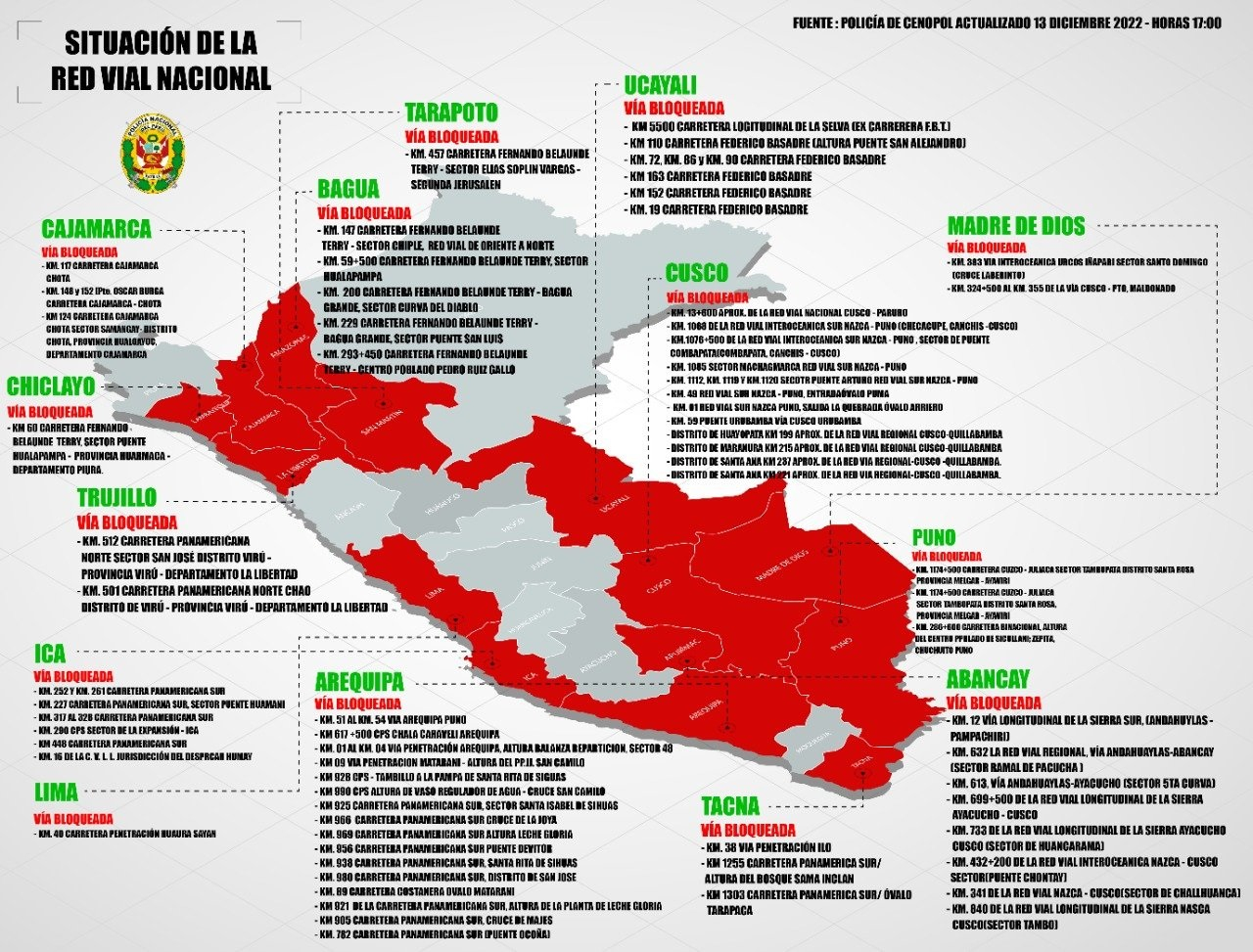 Protestas En Perú: ¿Cuáles Son Las Vías Bloqueadas HOY Miércoles 14 ...