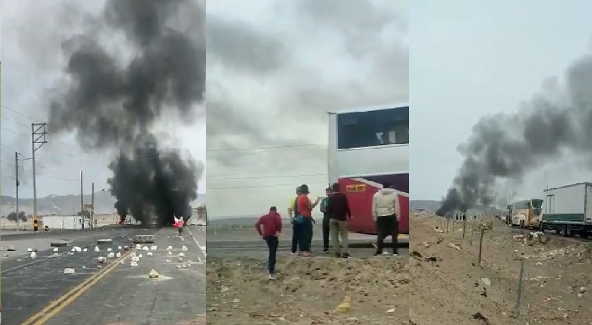 Paro Nacional: En Ica Grupos Radicales Bloquean E Incendian Tramo De ...