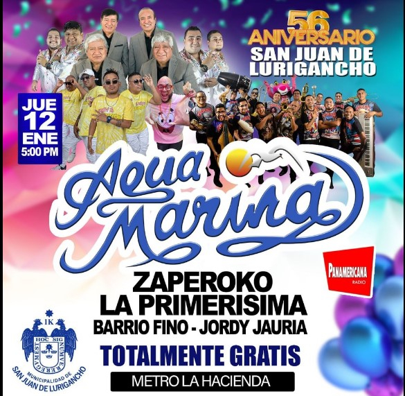 Agua Marina will give a free concert when, at what time and where will