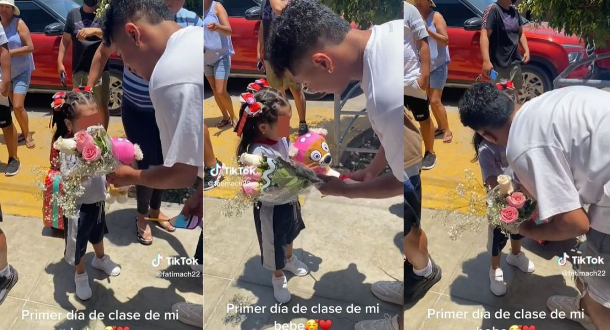 TikTok viral: padre va a recoger a su hija con ramo de flores y peluche ...