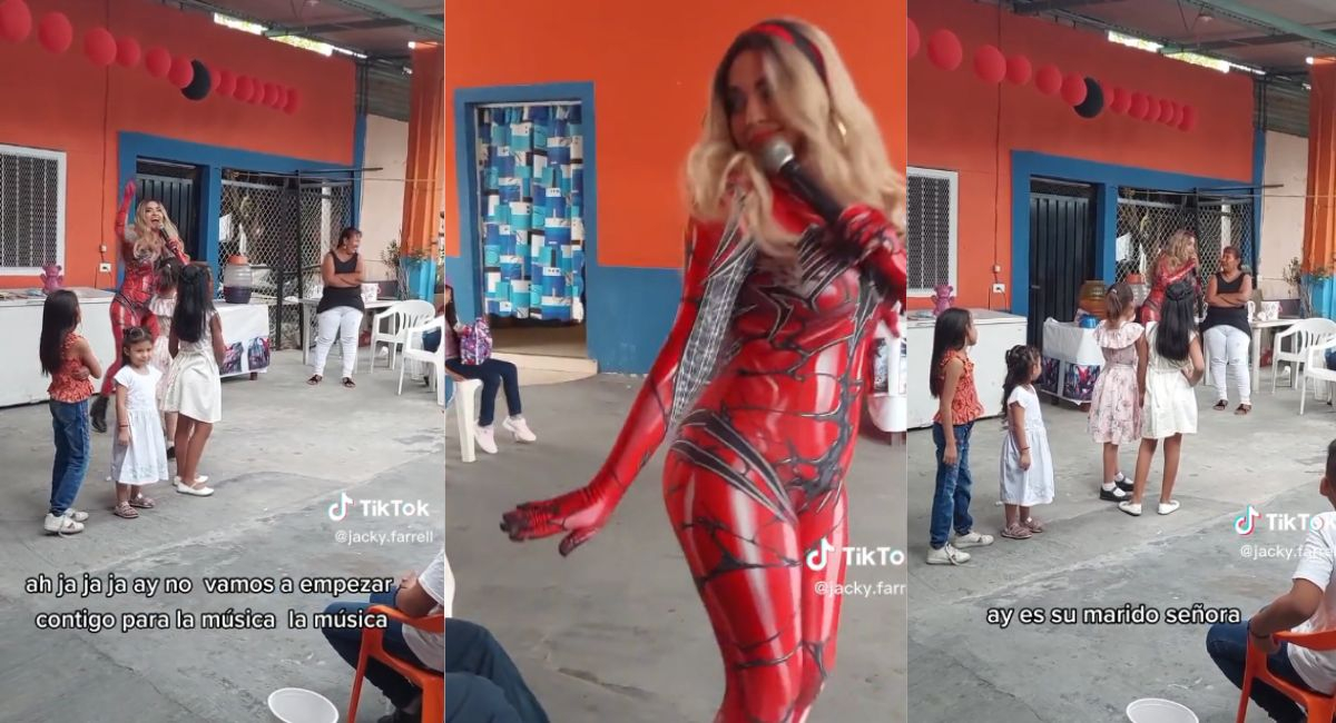 TikTok viral animadora le baila a señor en plena fiesta infantil pero sale su esposa y la