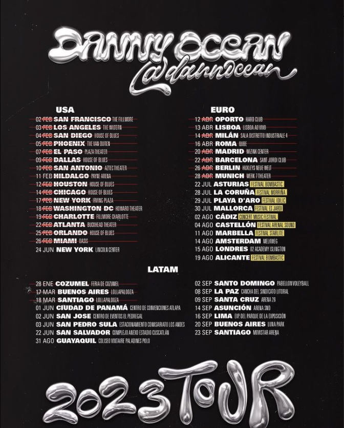 danny ocean tour setlist 2023