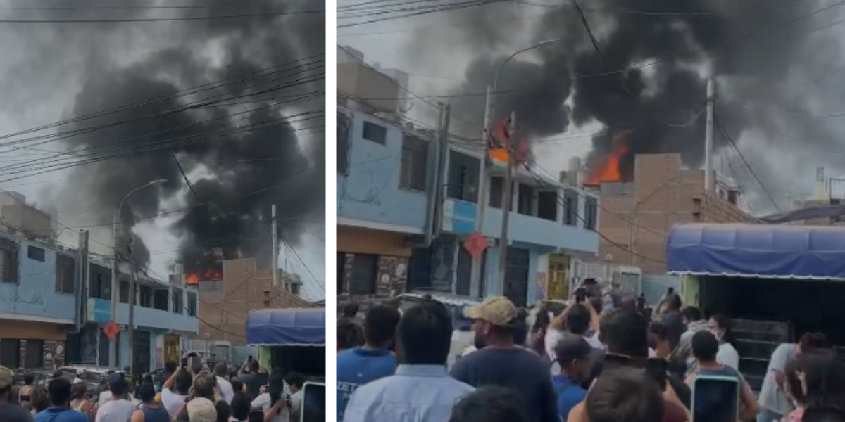 San Miguel: enorme incendio en almacén químico consume cuadra entera