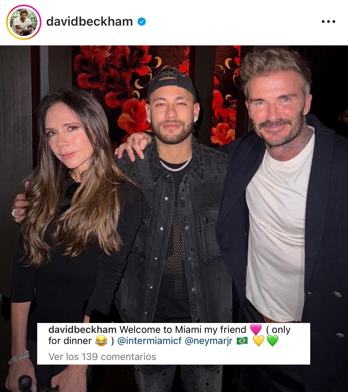 Neymar y Beckham se reunieron en Miami. 