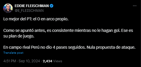 Eddie Fleischman arremete contra la Selección Peruana y Jorge Fossati