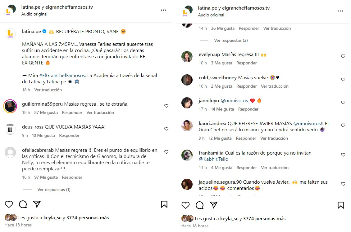 Usuarios solicitan el regreso de Javier Masías a El Gran Chef Famosos.