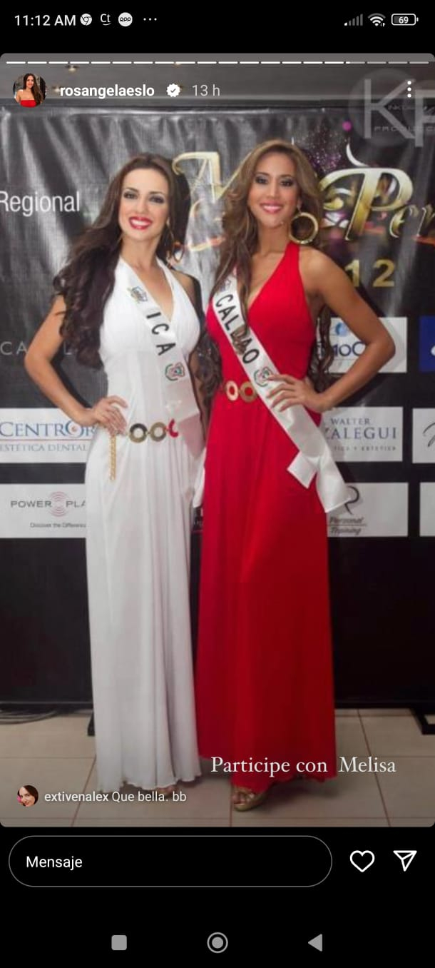 Rosángela Espinoza y Melissa Paredes en el Miss Perú 2012.  