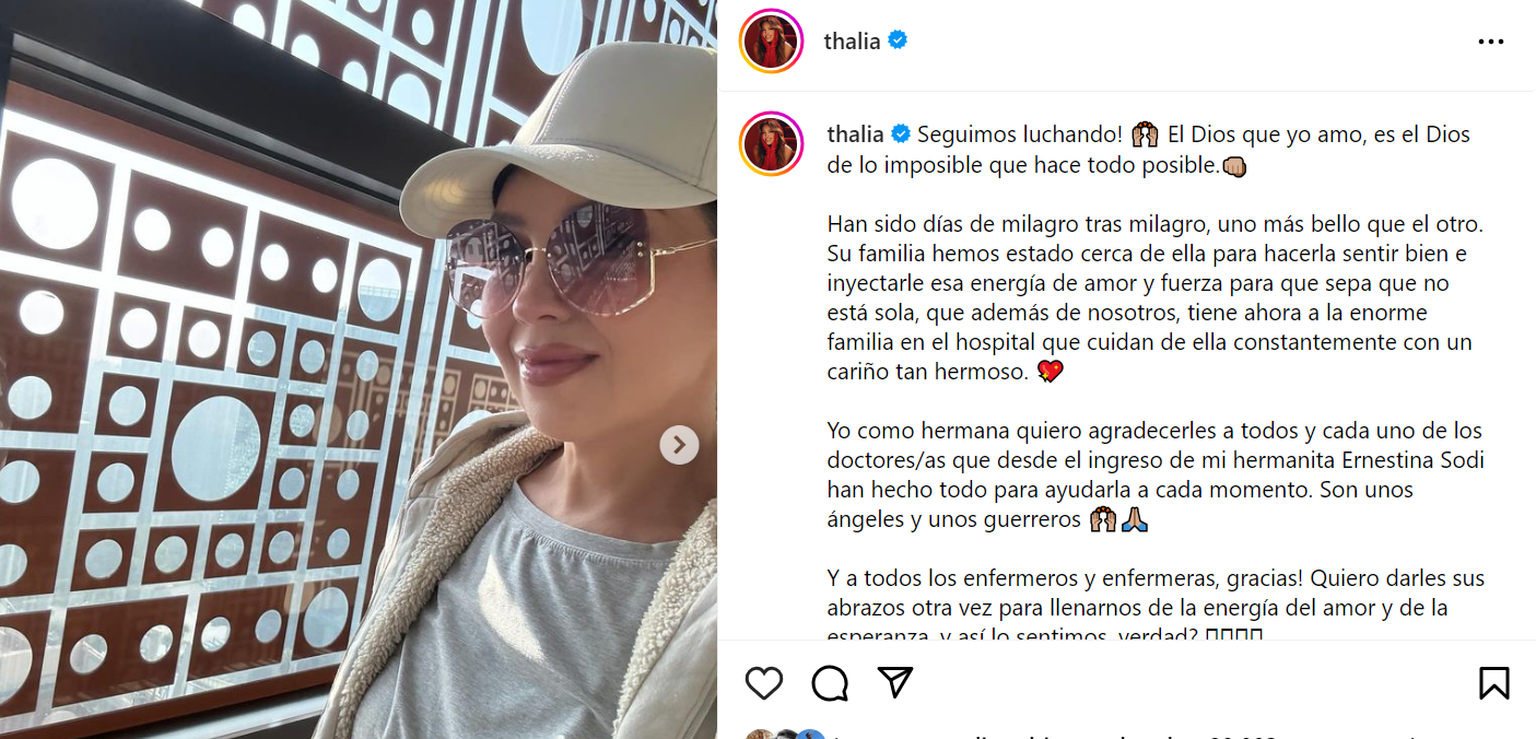 Thalía tenía fe de que su hermana se recuperaría.