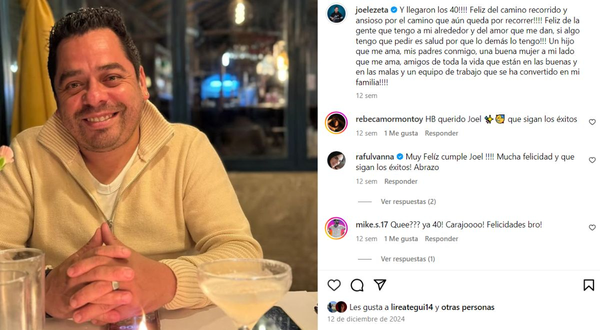 Joel Ezeta celebra que superó su cáncer y ya tiene 40 años. Fuente: Instagram.