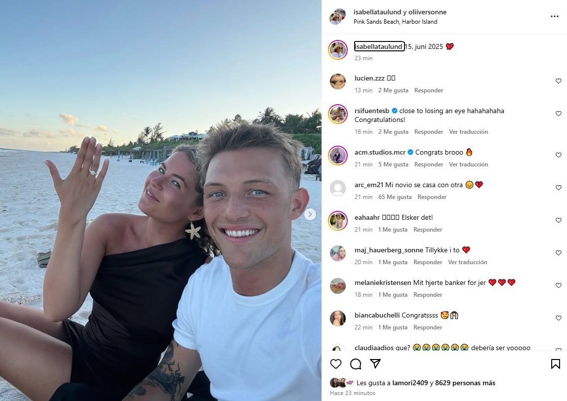 Oliver Sonne e Isabella Taulaund se comprometieron en la tarde del 15 de junio en Dinamarca.