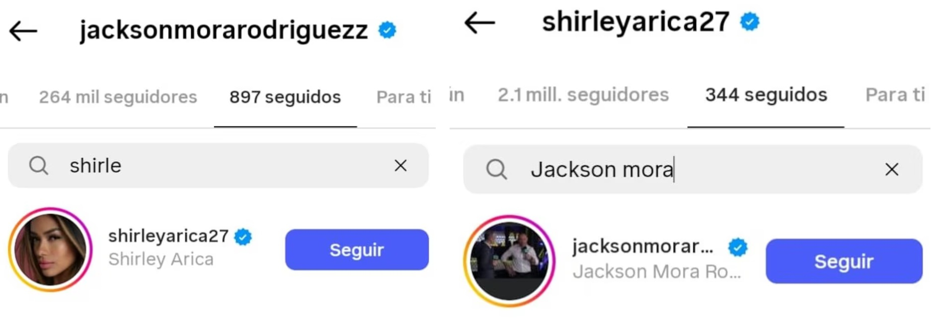 Shirley Arica y Jackson Mora han comenzado a seguirse en Instagram tras el Día del Padre.