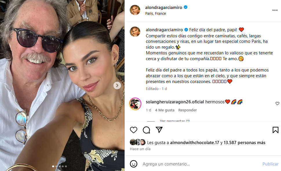 Alondra García Miró dedicó publicación a su papá.