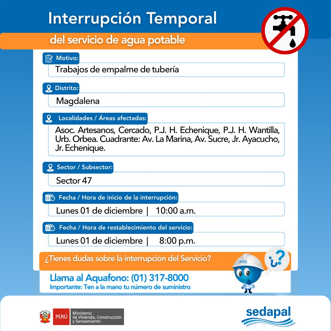 Corte de água em Magdalena del Mar.