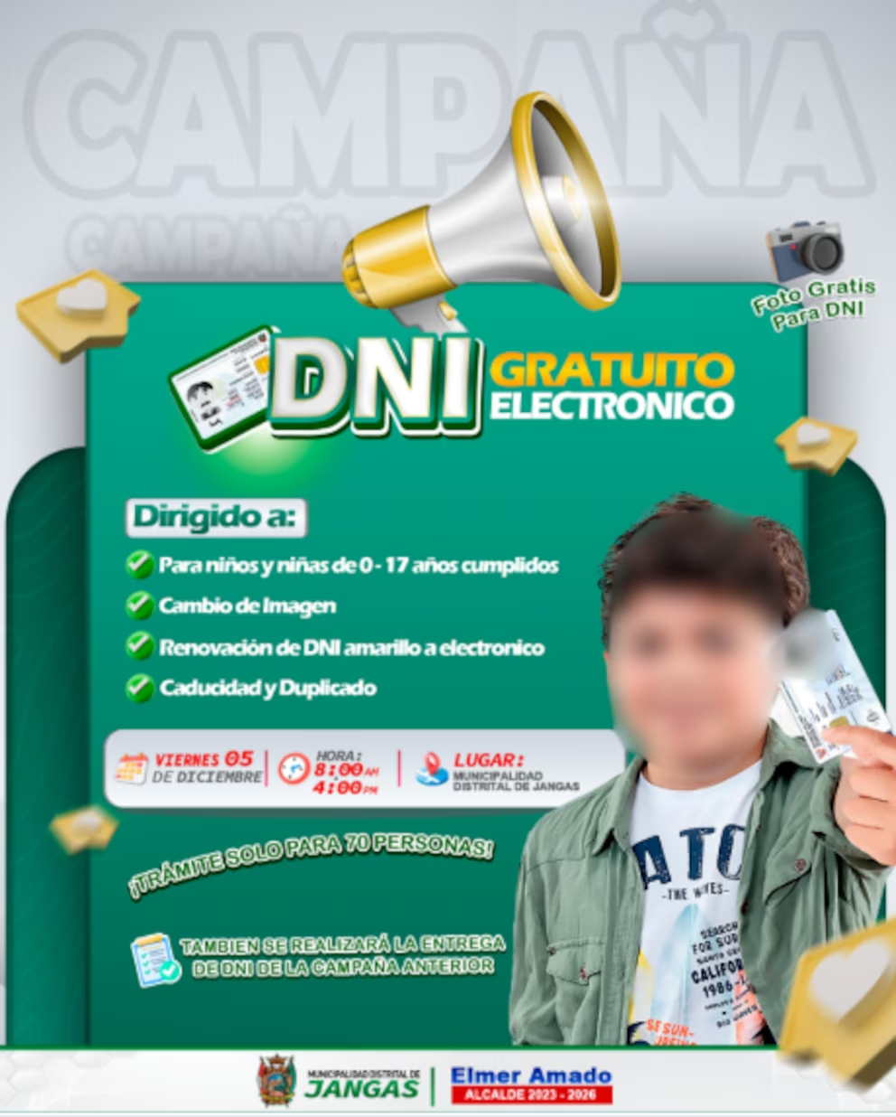 Campanha eletrônica de DNI em Junges, Huaraz.