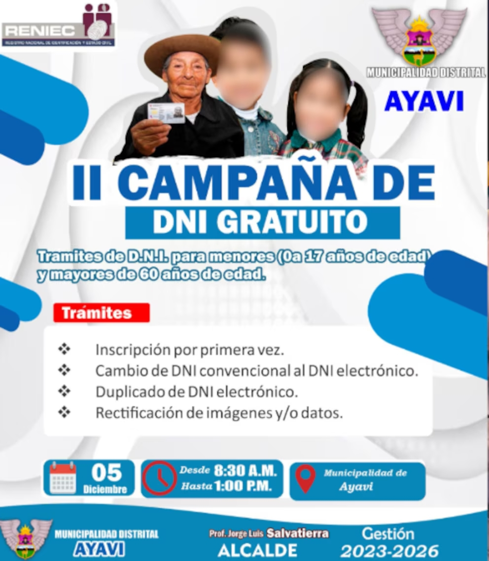Campanha Eletrônica DNI em Huancavelica.