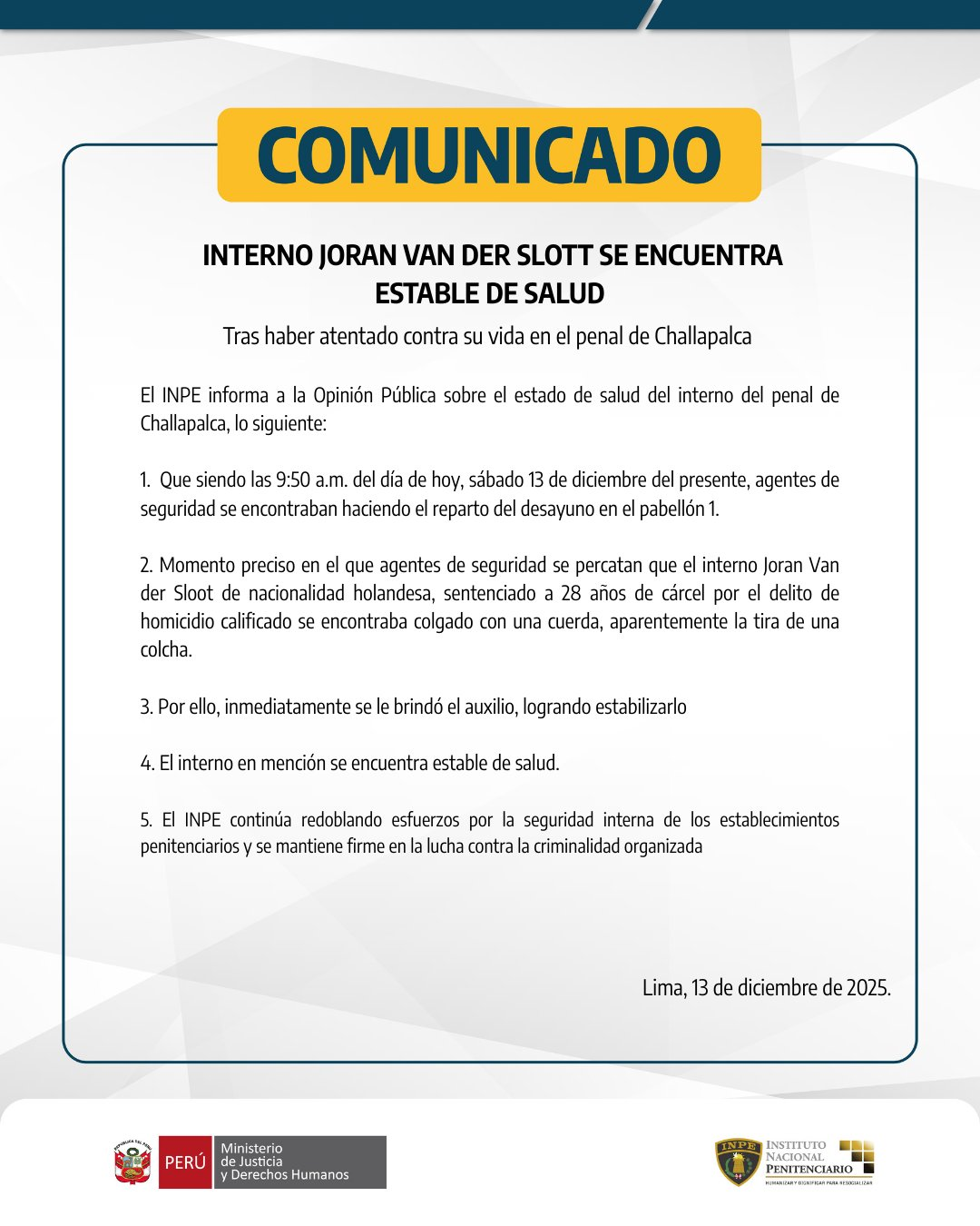 Joran van der Sloot e a mensagem perturbadora que ele deixou antes de ser encontrado ferido em sua cela Joran van der Sloot e a mensagem perturbadora que ele deixou antes de ser encontrado ferido em sua cela