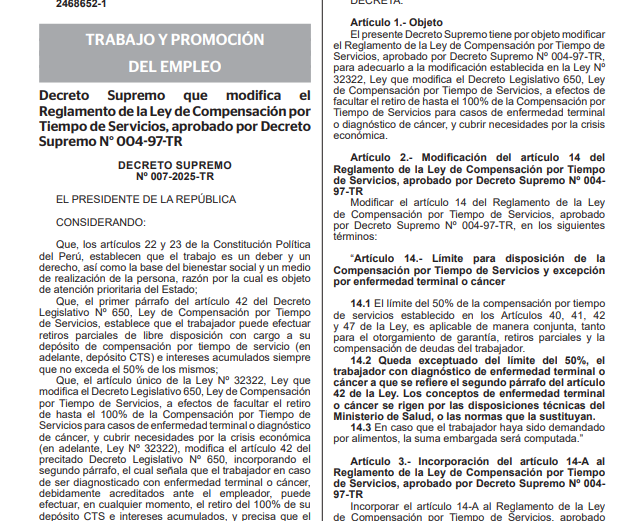 Confirmado | Essas são as pessoas que podem sacar 100% do CTS conforme a Lei nº 32.322.