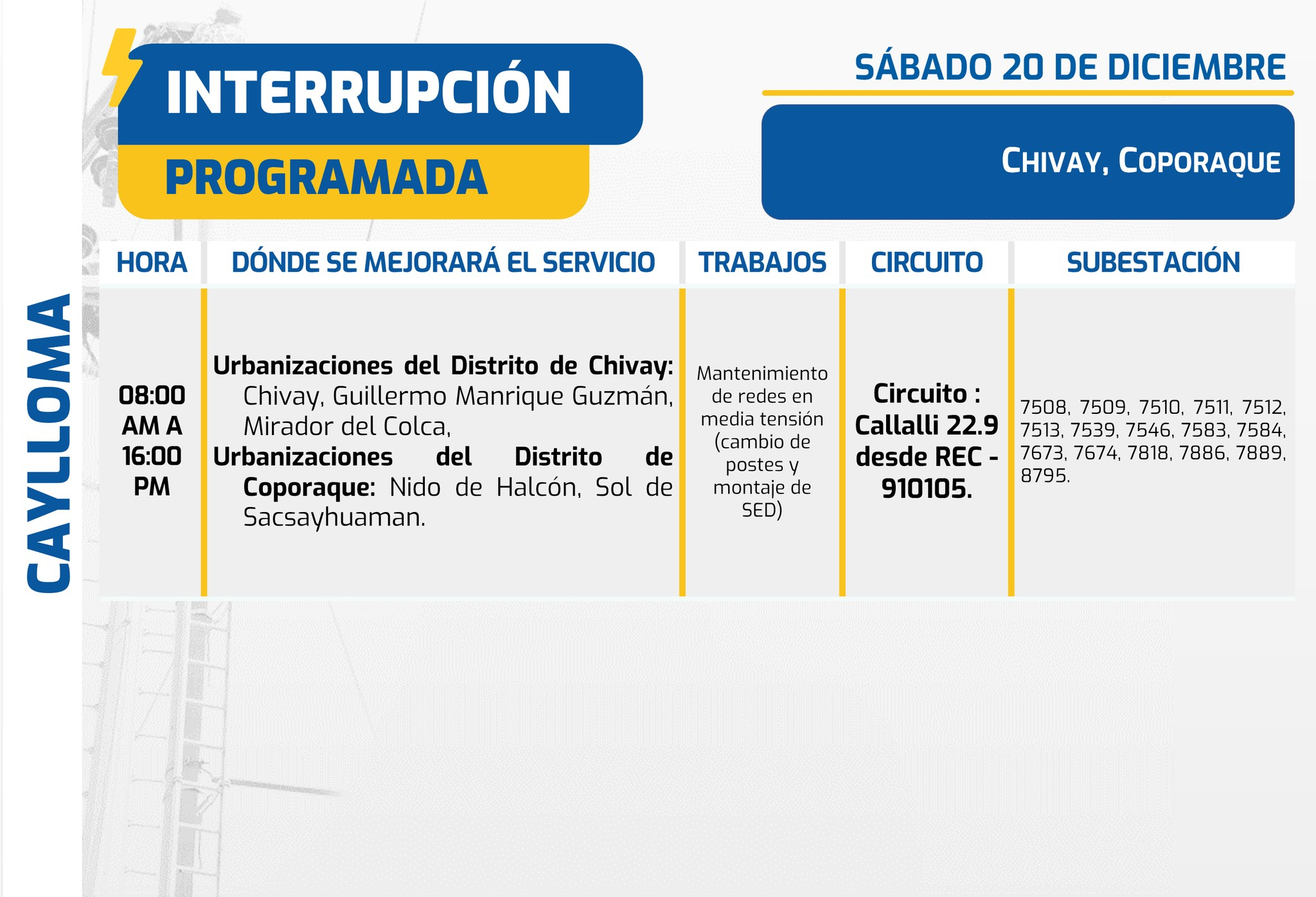 Houve um corte de energia em Chiwa.