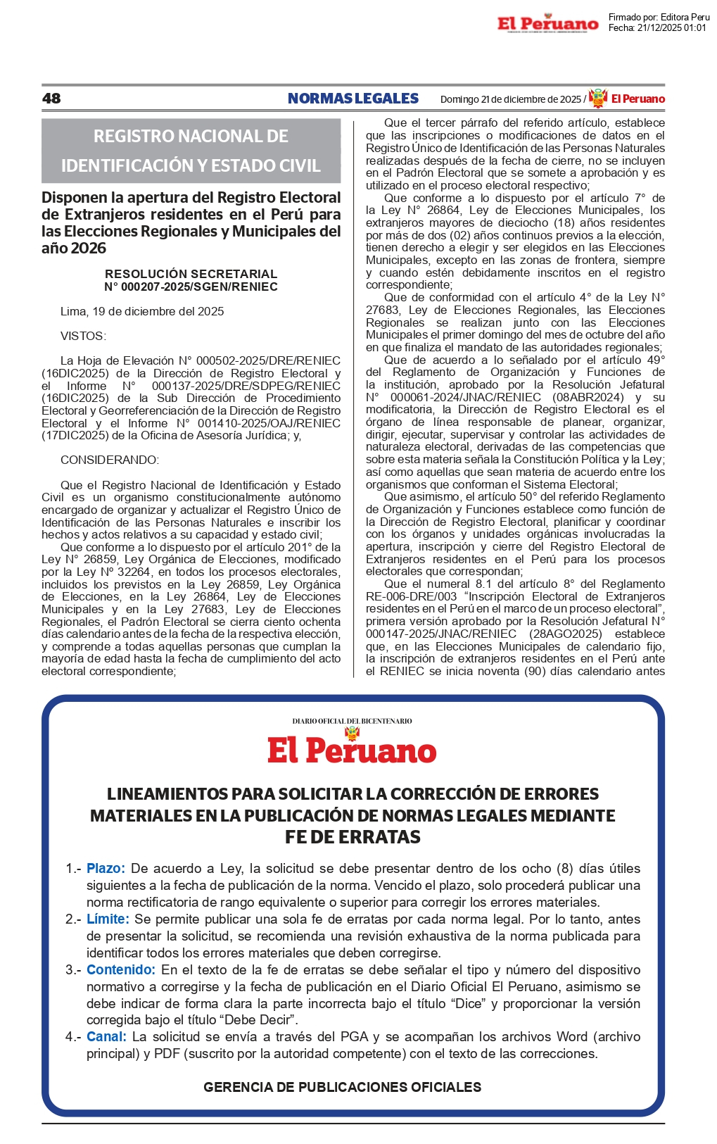 Os estrangeiros no Peru podem votar e concorrer nas eleições de 2026? Estas são as demandas de Rennik