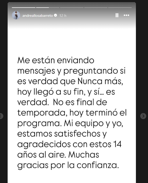“Acabou”: Andrea Llosa confirma que o programa ‘Nunca Mais’ está no ar após 14 longos anos e se despede emocionada