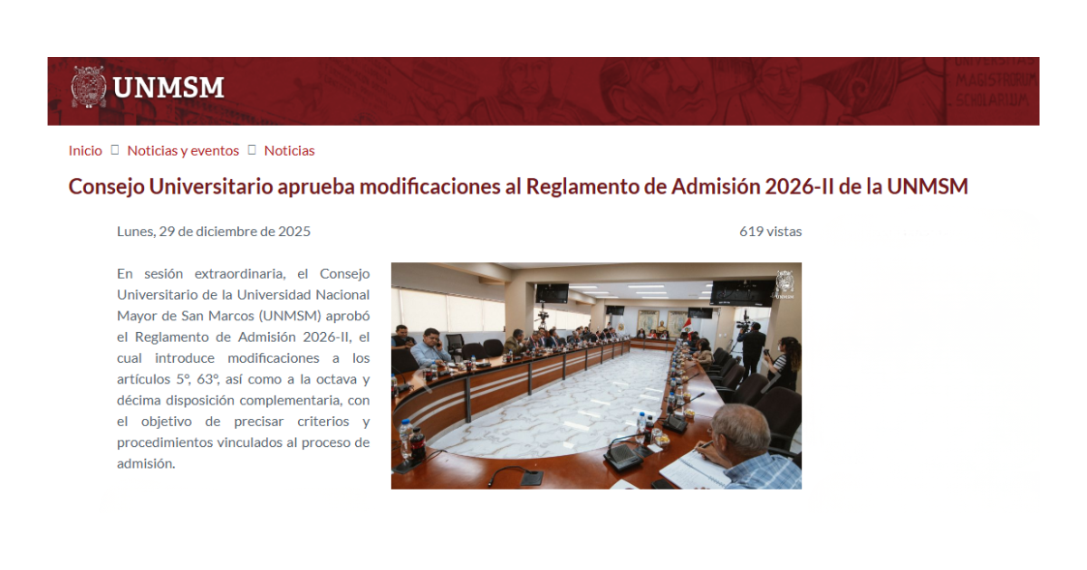 Exame San Marcos 2026-II: Universidade introduziu novas regras para candidatos a escolas e universidades