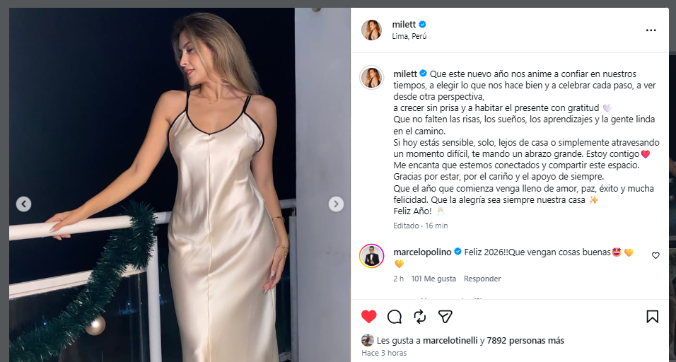 Milet Figueroa manda mensagem surpresa após não comemorar o ano novo com Marcelo Tinelli: “Vamos escolher o bem…”
