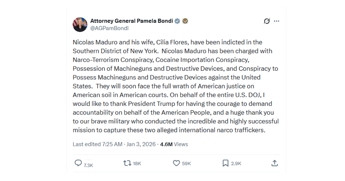 Pena de prisão perpétua? Estas são as acusações pelas quais os Estados Unidos processam Nicolás Maduro e sua esposa