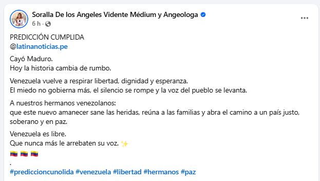 A vidente Sorella, de Los Angeles, quebra o silêncio após prever corretamente Nicolás Maduro e envia uma nova mensagem: “A história…”