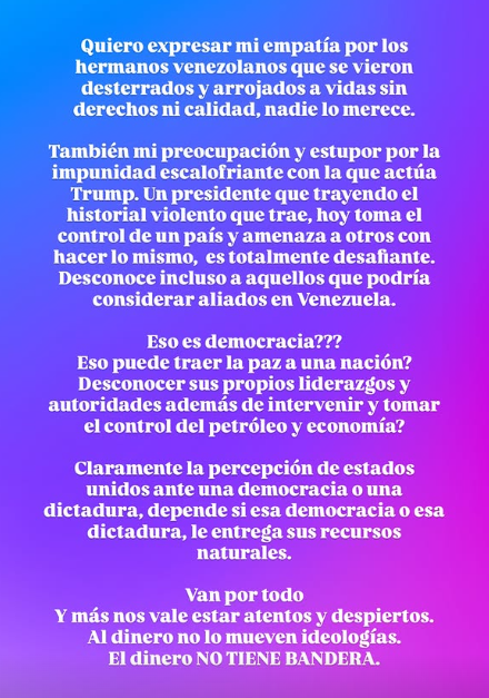 A atriz Monica Sanchez critica Donald Trump após a captura de Nicolás Maduro na Venezuela: “Isso é democracia…?” A atriz Monica Sanchez critica Donald Trump após a captura de Nicolás Maduro na Venezuela: “Isso é democracia…?”