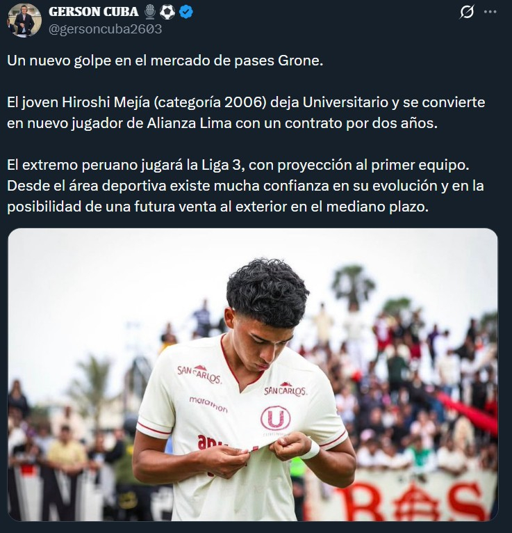 Alianza Lima dá novo ‘golpe’ ao Universitario e mantém jovens promessas para a temporada 2026 Alianza Lima dá novo ‘golpe’ ao Universitario e mantém jovens promessas para a temporada 2026