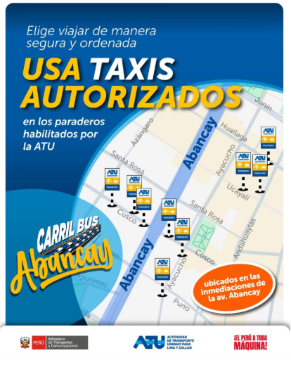 Av. Abancay: Onde os usuários podem pegar táxi após a implantação de faixas exclusivas para ônibus? Av. Abancay: Onde os usuários podem pegar táxi após a implantação de faixas exclusivas para ônibus?
