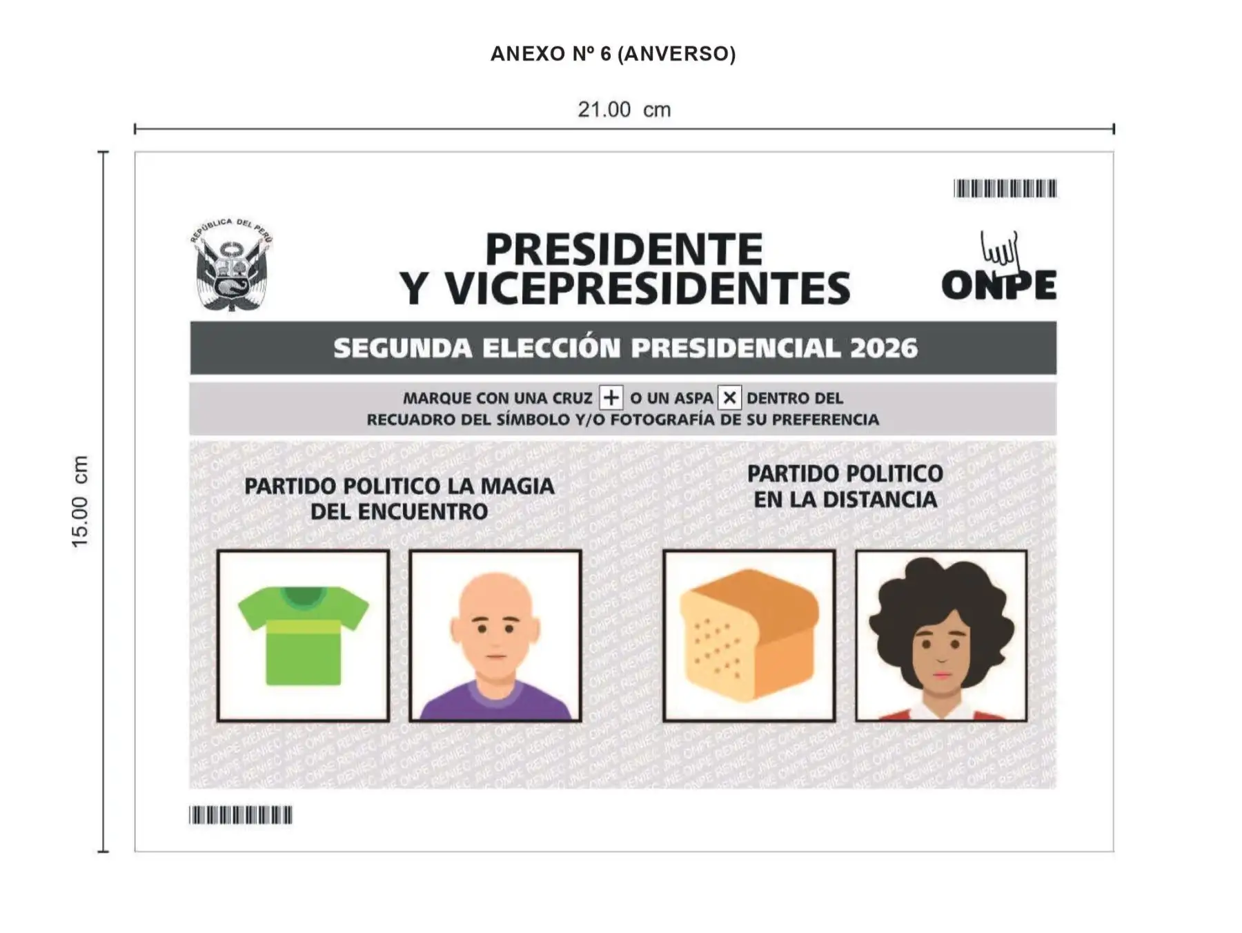Cartão de votação no segundo turno eleitoral.