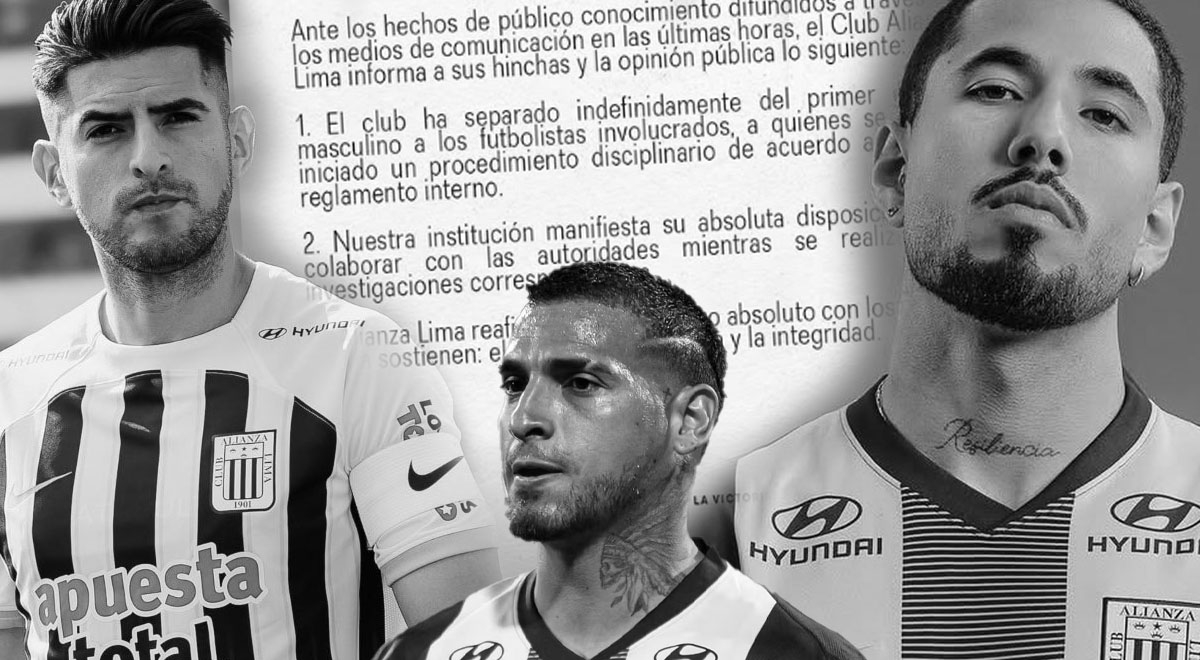 Alianza Lima emite comunicado e separa por tempo indeterminado Sergio Pena, Carlos Zambrano e Miguel Truco após denúncias de agressão sexual