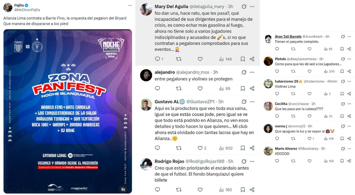 Usuários criticam atuação do Barrio Fino na ‘Noche Blanquiazul’ do Alianza Lima após graves reclamações: “O que há de errado com eles?”