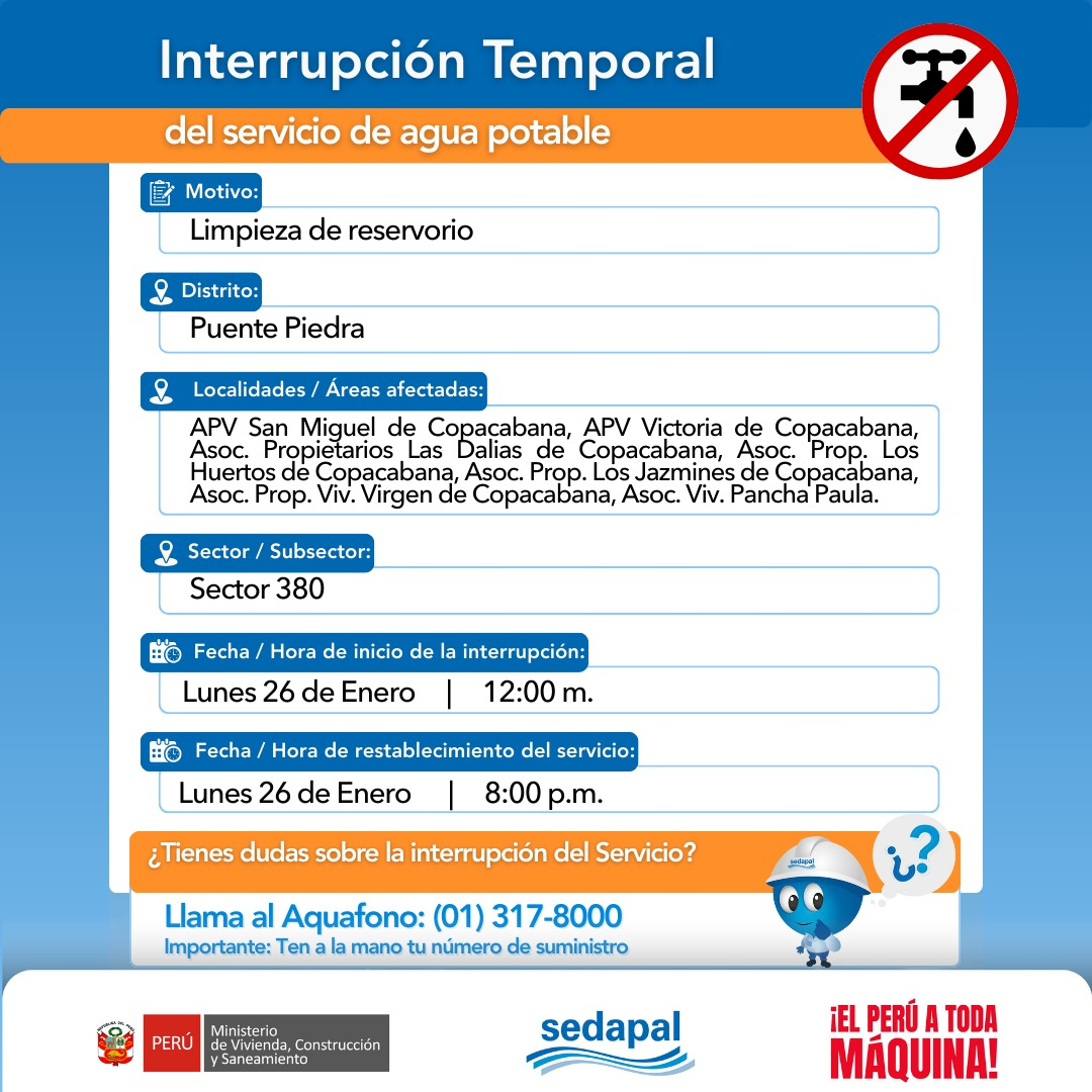 Corte de água em Puente Piedra.